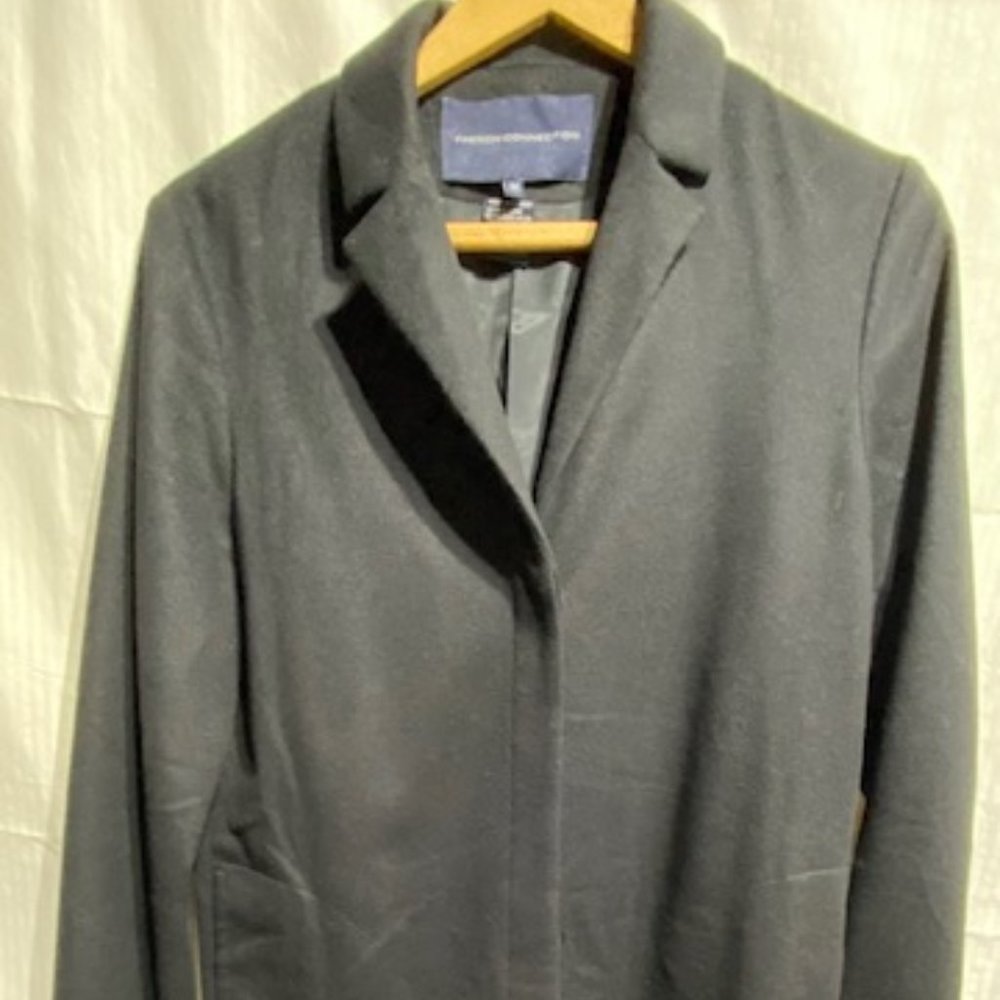 French Connection wool black coat Medium